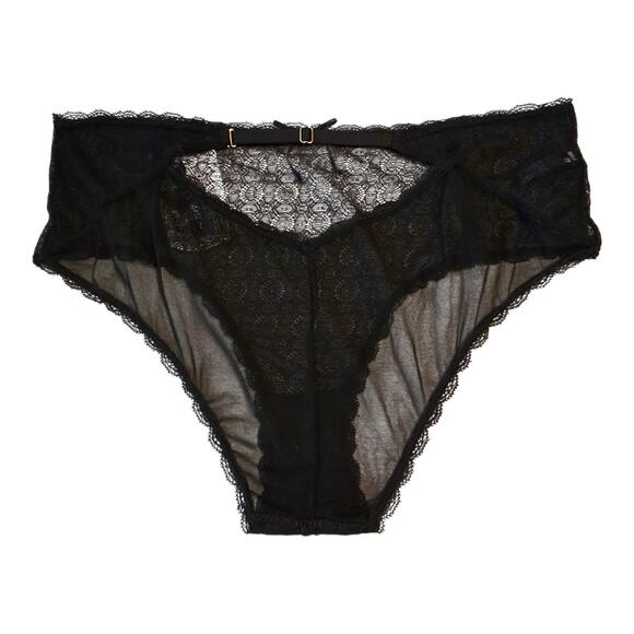 Smart & Sexy The Curvy Collection High Rise Cheekini Womens 10 Black Lace Mesh - Picture 2 of 8